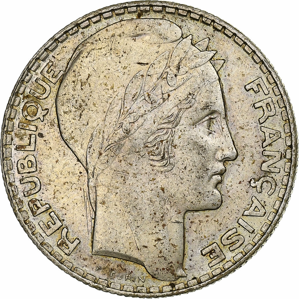 Munten, Frankrijk, Turin, 10 Francs, 1939, Paris, ZF+, Zilver, KM:878