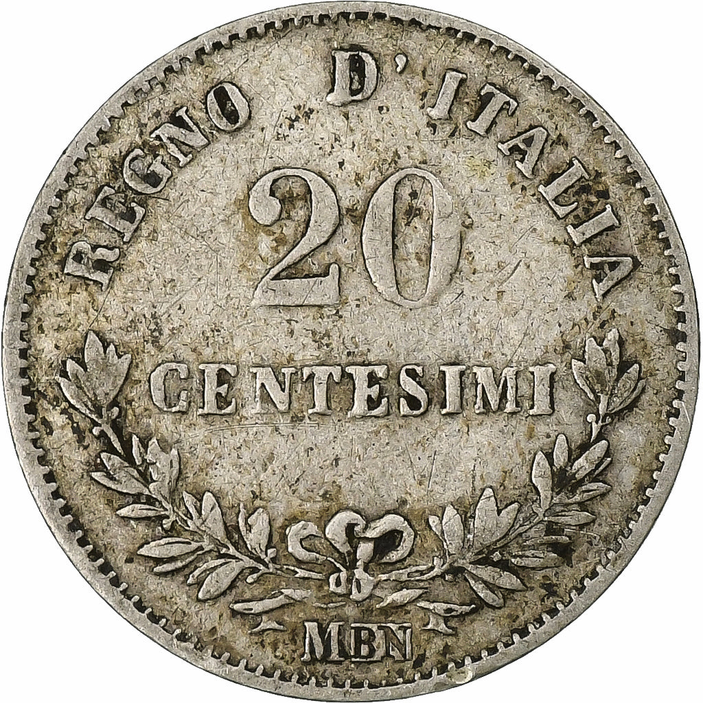 Włochy, Vittorio Emanuele II, 20 Centesimi, 1863, Milan, Srebro, EF(40-45)