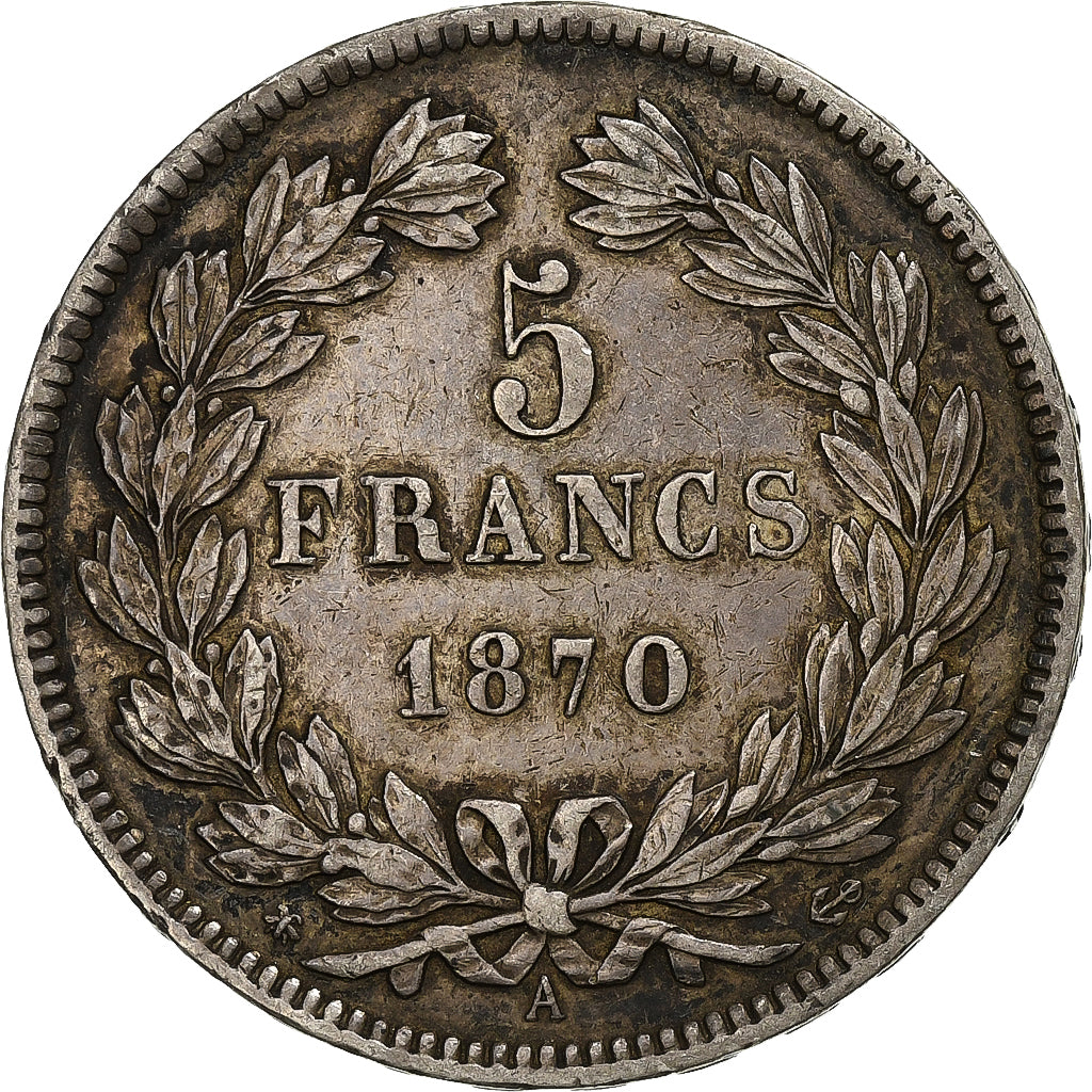 France, Cérès, 5 Francs, 1870, Paris, EF(40-45), Silver, KM:819, Gadoury:743