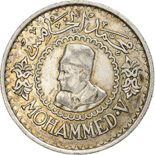 Coin, Morocco, Mohammed V, 500 Francs, 1956, Paris, AU(50-53), Silver, KM:54
