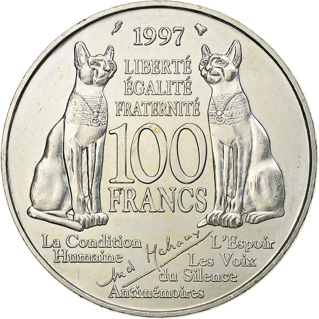 Francia, 100 Francs, 1997, MDP, ANDRÉ MALRAUX, Plata, EBC, Gadoury:954, KM:1188