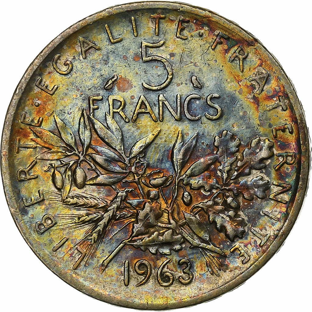 Moeda, França, Semeuse, 5 Francs, 1963, Paris, MS(60-62), Prata, KM:926