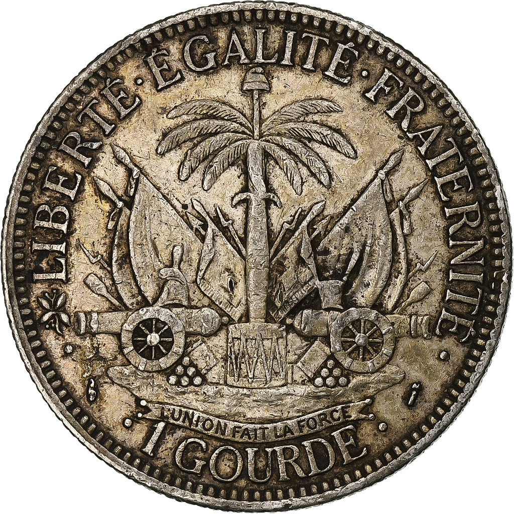 HAITI, Gourde, 1882, KM #46, EF(40-45), Silver, 25.01