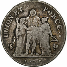 Münze, Frankreich, Union et Force, 5 Francs, AN 7, Paris, S+, Silber, KM:639.1