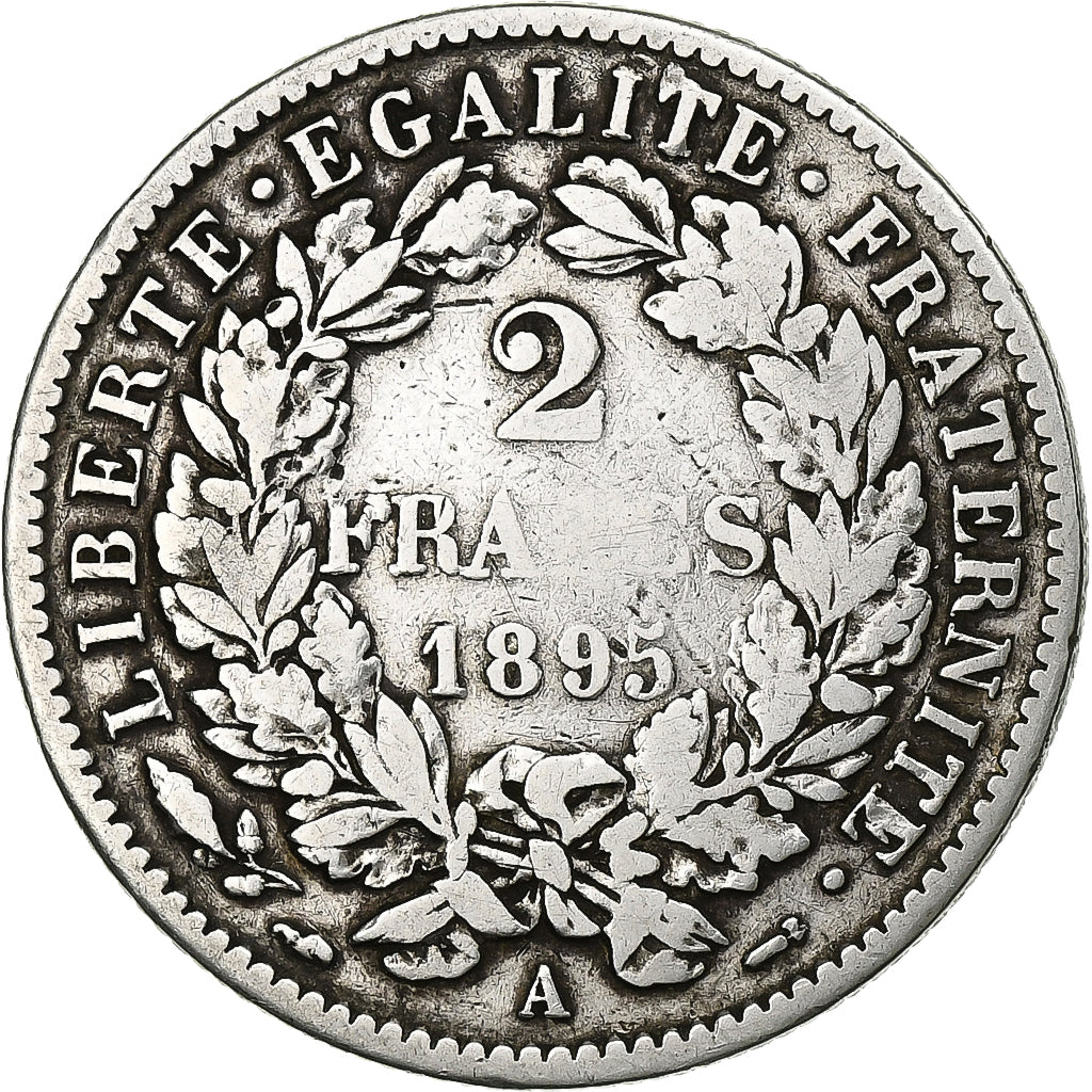 Coin, France, Cérès, 2 Francs, 1895, Paris, VF(30-35), Silver, KM:817.1