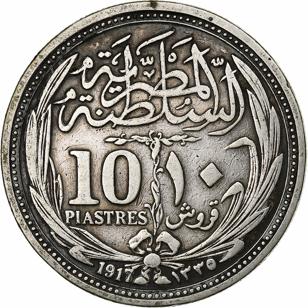 Coin, Egypt, Hussein Kamil, 10 Piastres, 1917, VF(20-25), Silver, KM:319