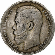 Moneda, Rusia, Nicholas II, Rouble, 1897, Brussels, BC+, Plata, KM:59.1
