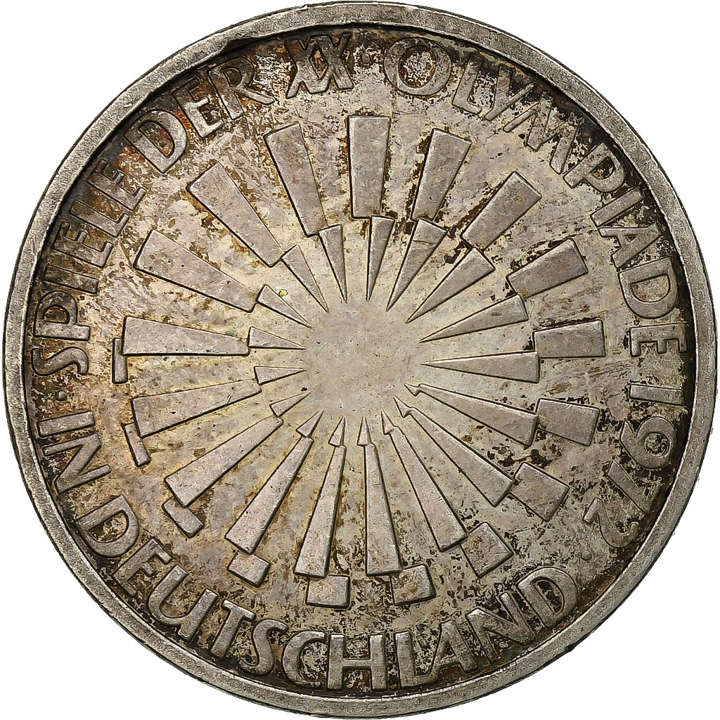 ALEMANHA - REPÚBLICA FEDERAL, 10 Mark, 1972, Stuttgart, Prata, AU(55-58)