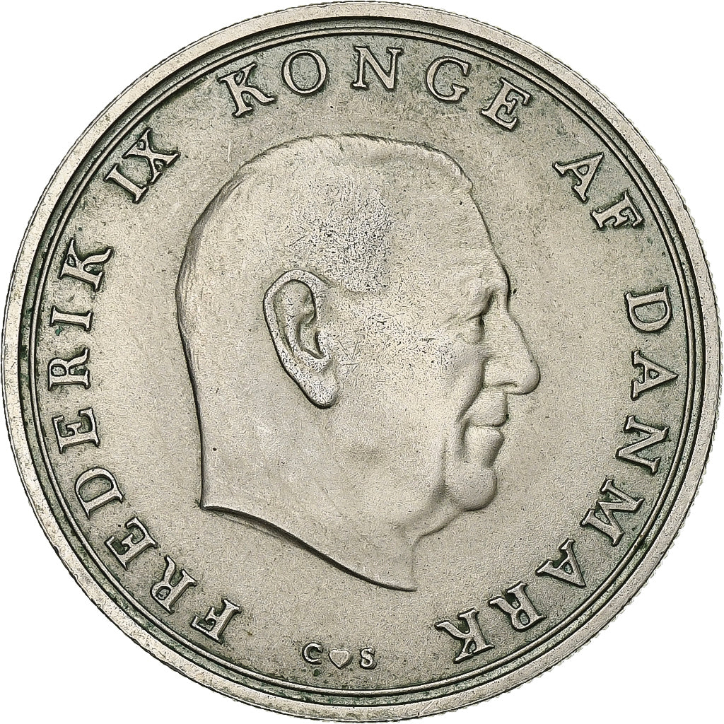Coin, Denmark, Frederik IX, 10 Kroner, 1968, Copenhagen, EF(40-45), Silver