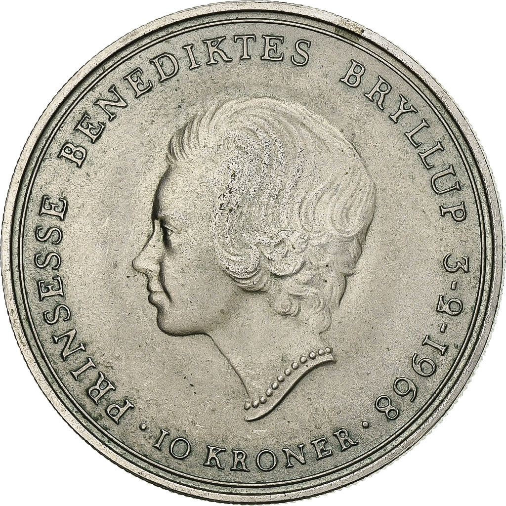 Coin, Denmark, Frederik IX, 10 Kroner, 1968, Copenhagen, EF(40-45), Silver