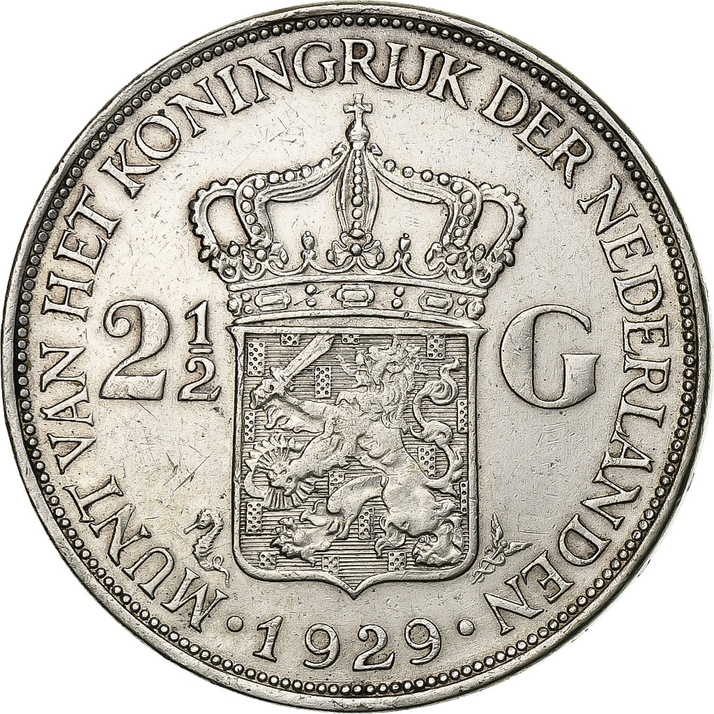 Monnaie, Pays-Bas, Wilhelmina I, 2-1/2 Gulden, 1929, TTB, Argent, KM:165