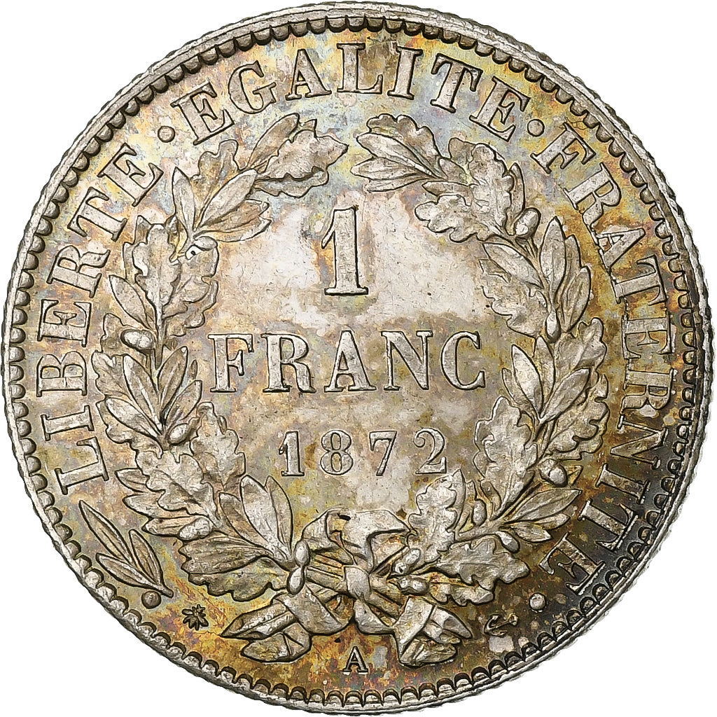 Moneda, Francia, Cérès, Franc, 1872, Paris, EBC, Plata, KM:822.1, Gadoury:465a