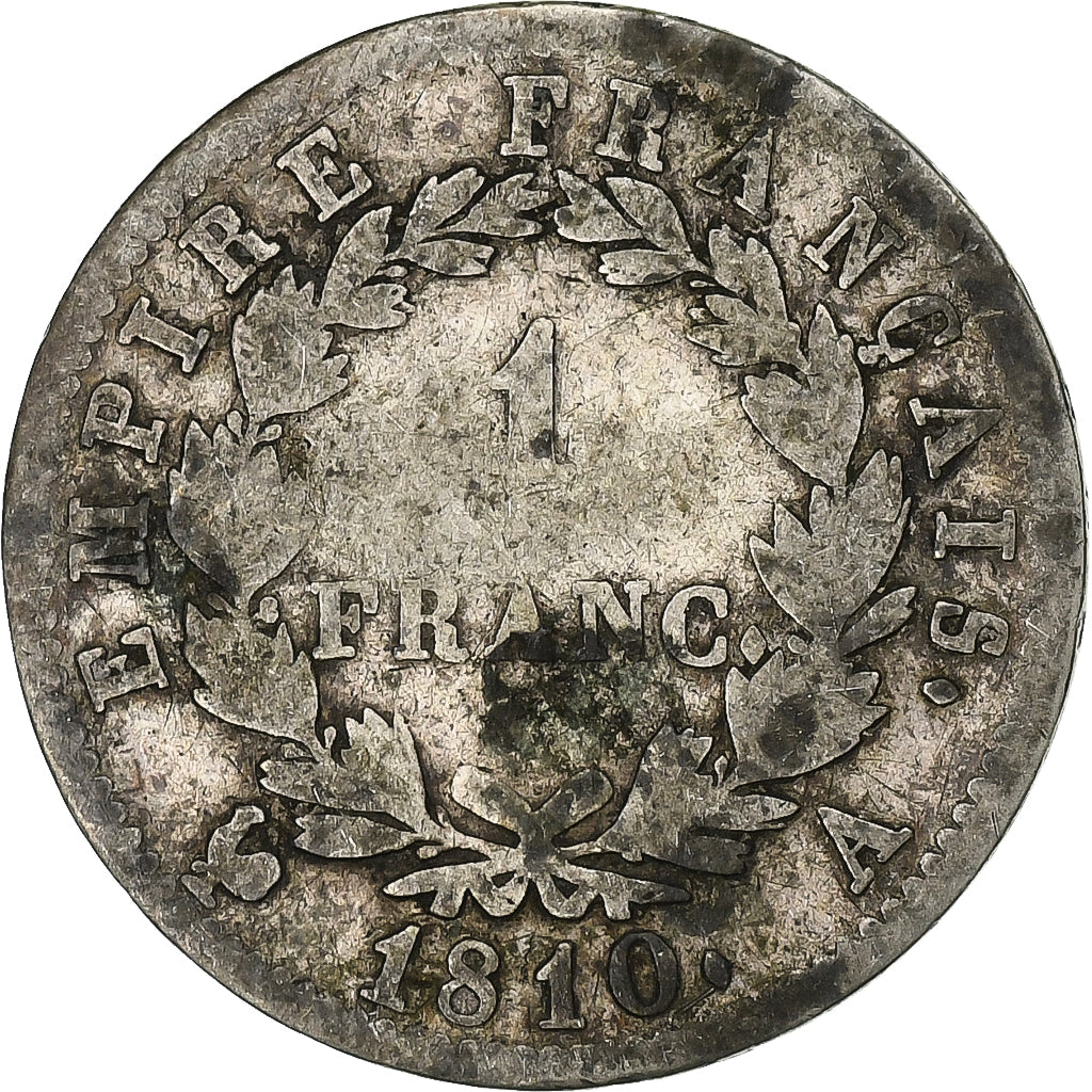 Coin, France, Napoléon I, Franc, 1810, Paris, VF(20-25), Silver, KM:692.1