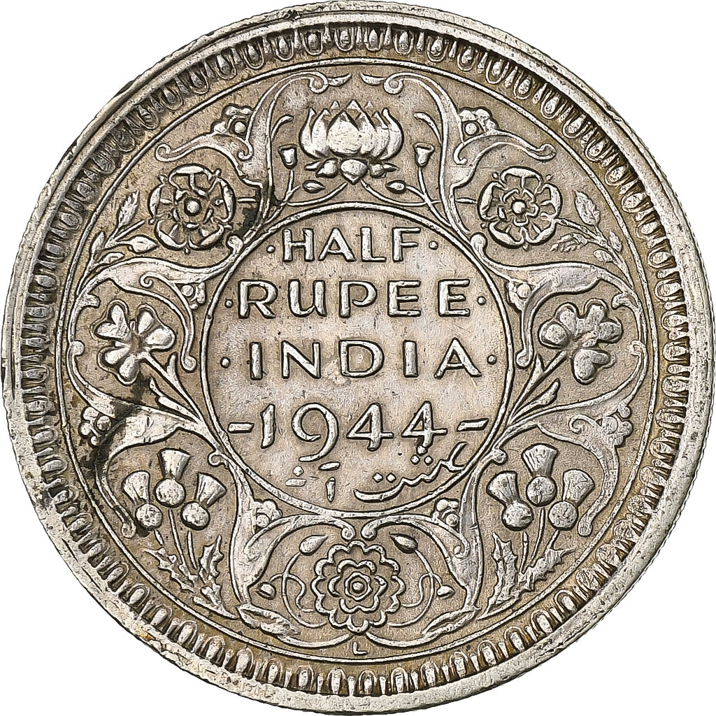 British India, George VI, 1/2 Rupee, 1944, Silver, AU(50-53), KM:552