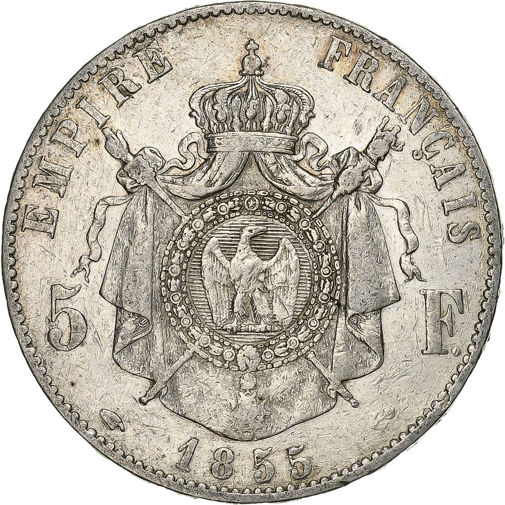 Frankrijk, Napoleon III, 5 Francs, 1855, Paris, Zilver, FR+, Gadoury:734