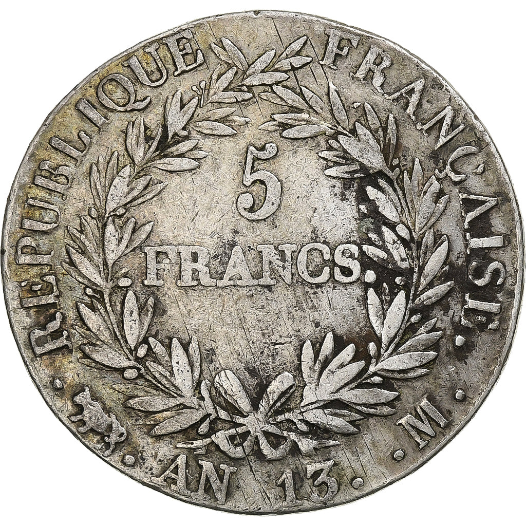 France, Napoleon I, 5 Francs, Napoléon I, AN 13, Toulouse, Silver, VF(30-35)