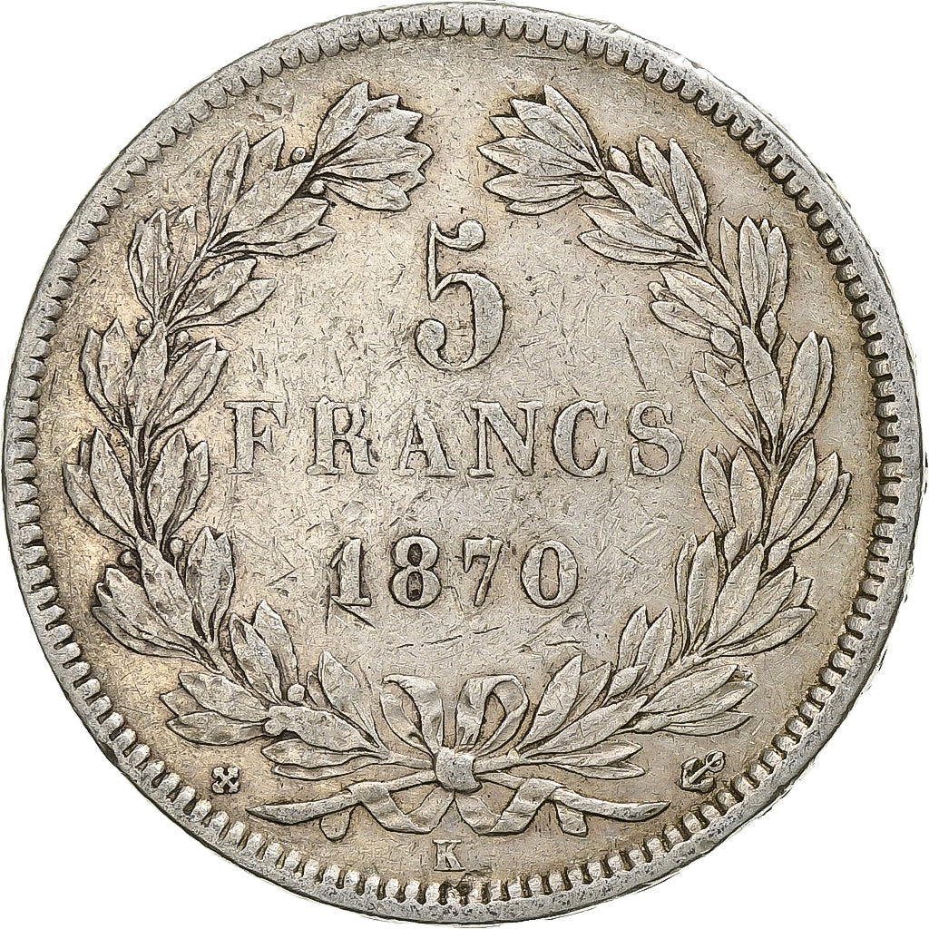 France, Cérès, 5 Francs, 1870, Bordeaux, VF(20-25), Silver, KM:818.2