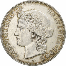 Coin, Switzerland, 5 Francs, 1909, Bern, EF(40-45), Silver, KM:34