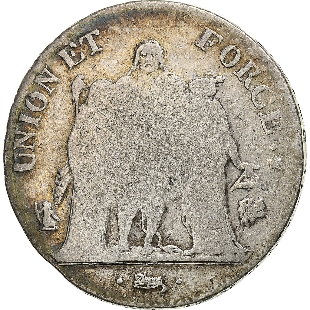Coin, France, Union et Force, 5 Francs, An 6/5, Bayonne, VF(20-25), Silver