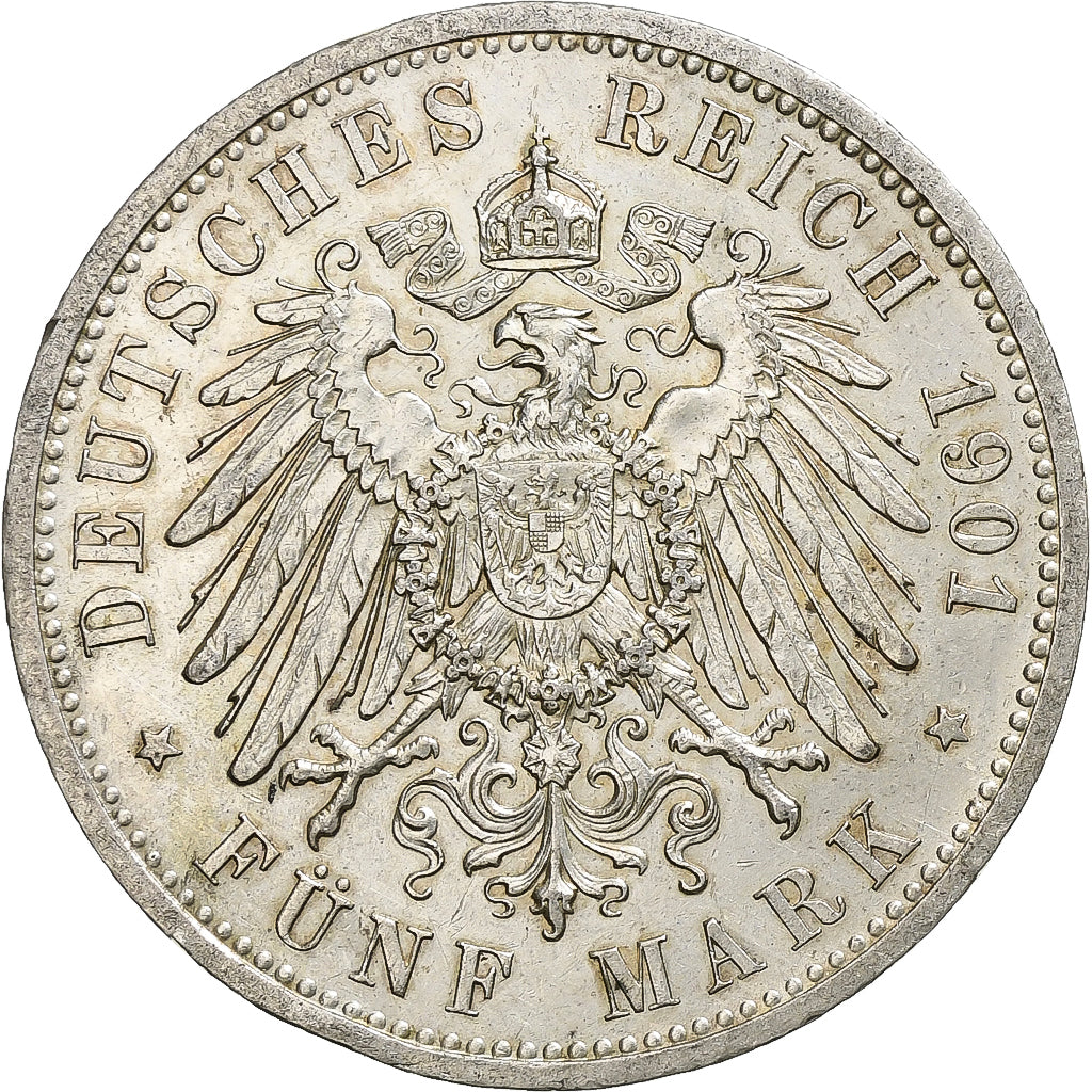 Coin, German States, PRUSSIA, Wilhelm II, 5 Mark, 1901, Berlin, EF(40-45)