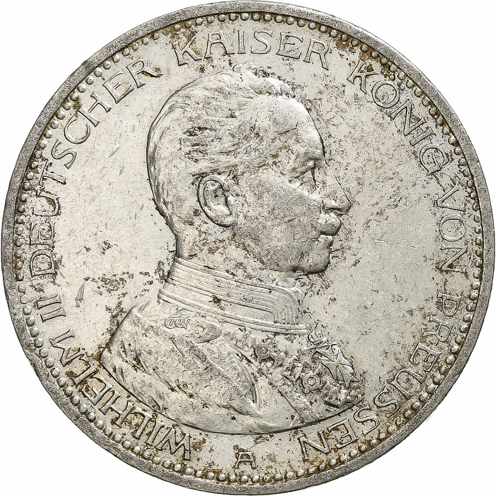 Coin, German States, PRUSSIA, Wilhelm II, 5 Mark, 1914, Berlin, AU(50-53)