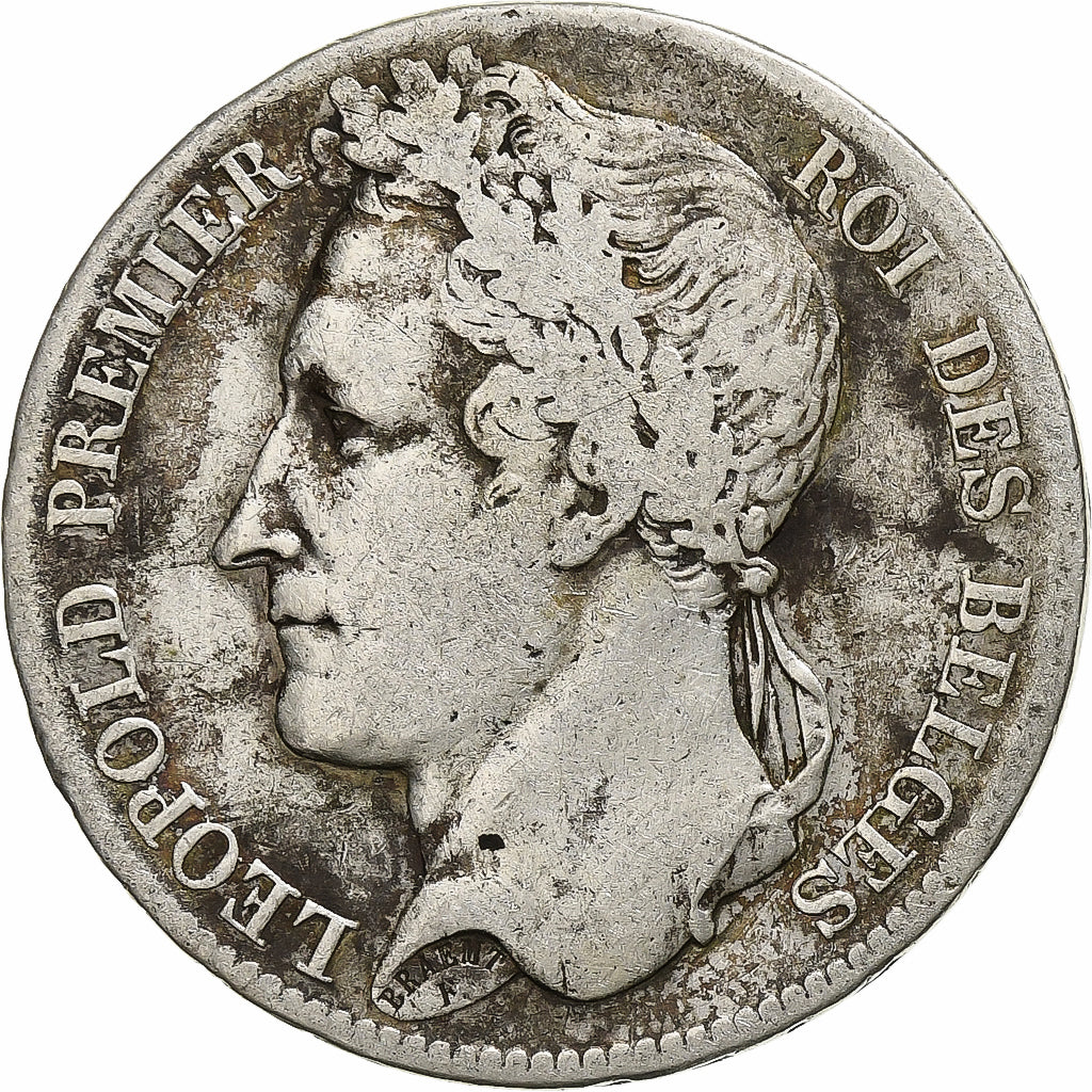 Bélgica, Leopold I, 5 Francs, 5 Frank, 1832, Brussels, Edge A, Plata, BC+