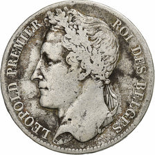 Bélgica, Leopold I, 5 Francs, 5 Frank, 1832, Brussels, Edge A, Plata, BC+