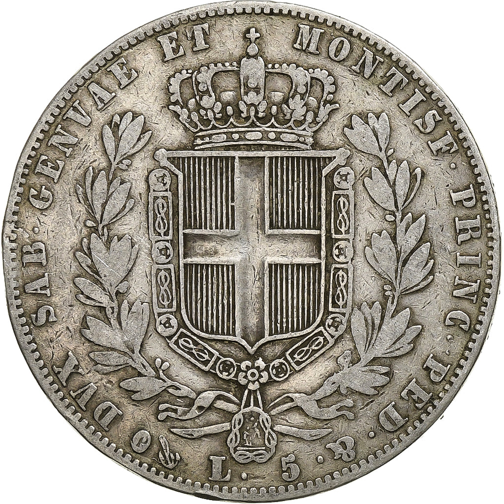 Moneta, DEPARTAMENTY WŁOSKIE, SARDINIA, Carlo Alberto, 5 Lire, 1848, Genoa