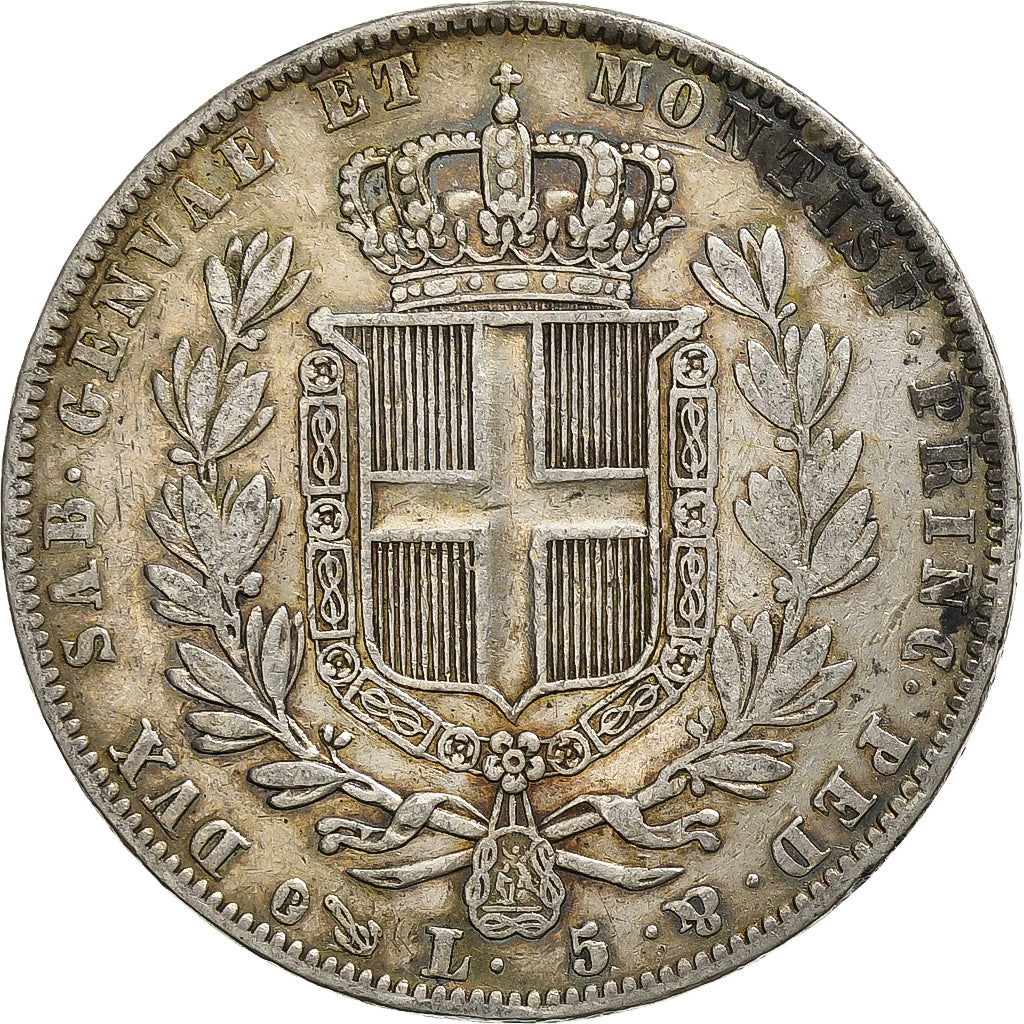 Monnaie, États italiens, SARDINIA, Carlo Alberto, 5 Lire, 1840, Genoa, TB+