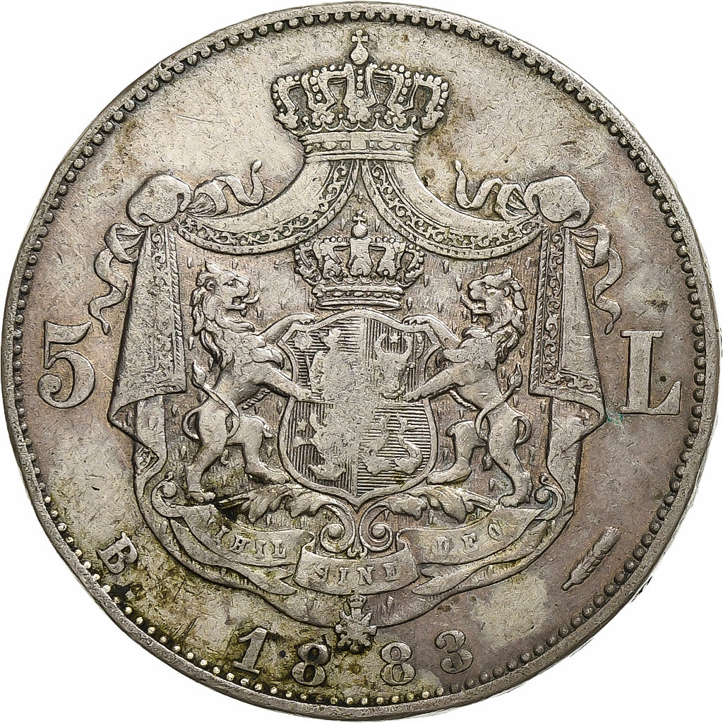 Coin, Romania, Carol I, 5 Lei, 1883, Bucharest, VF(30-35), Silver, KM:17.1