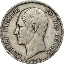 Belgium, Leopold I, 5 Francs, 5 Frank, 1865, Silver, VF(30-35), KM:17