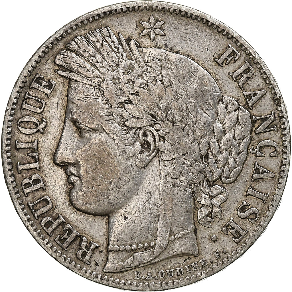 Francia, Cérès, 5 Francs, 1850, Paris, MB+, Argento, KM:761.1, Gadoury:719