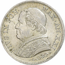 ITALIAN STATES, PAPAL STATES, Pius IX, Lira, 1866, Rome, Silver, EF(40-45)