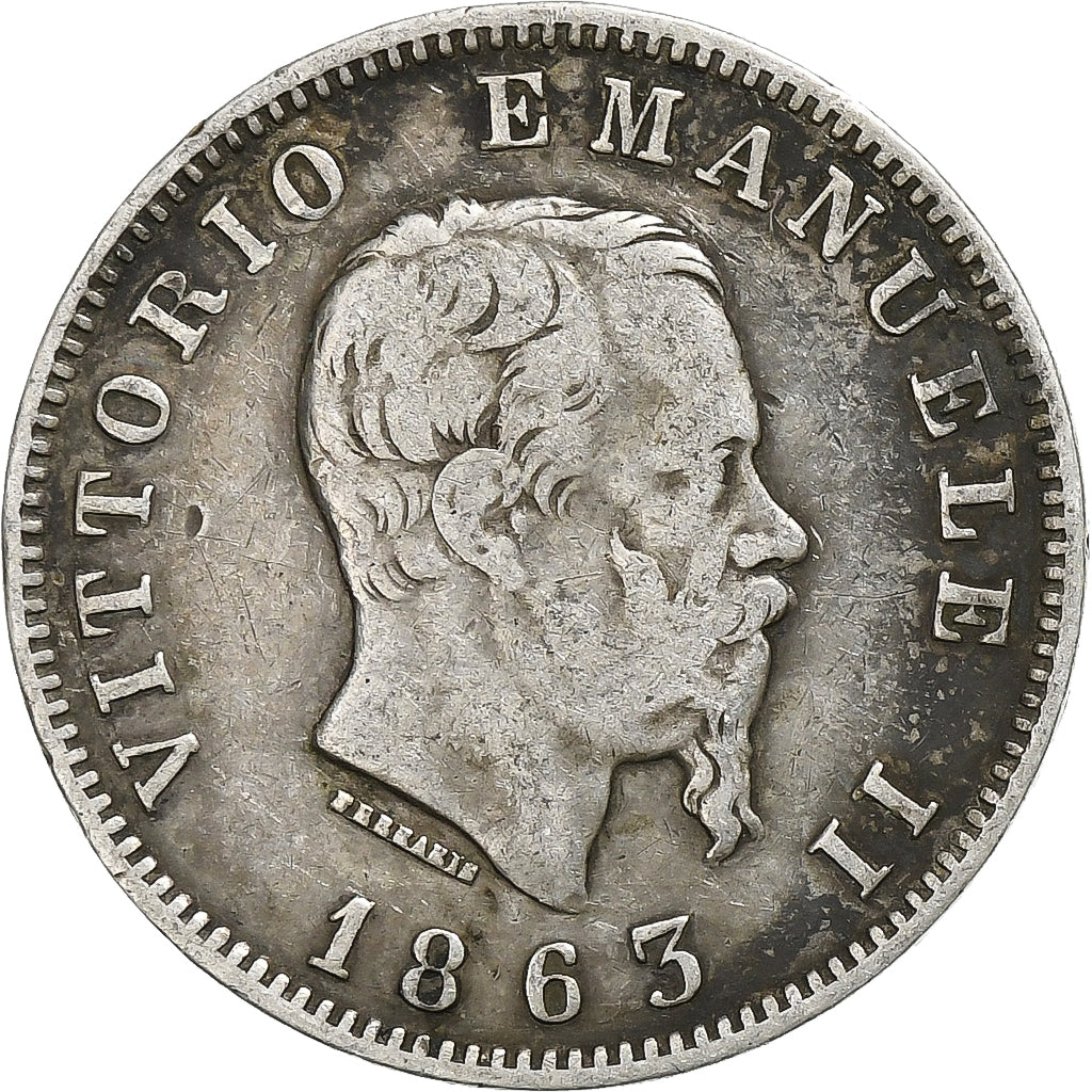 Italia, Vittorio Emanuele II, Lira, 1863, Milan, Argento, MB+, KM:5a.1