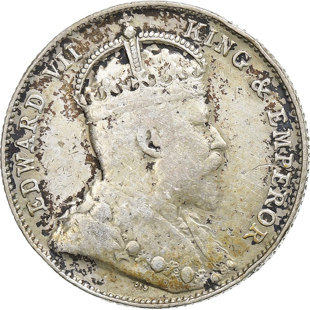 Straits Settlements, Edward VII, 20 Cents, 1910, Bombay, Zilver, FR, KM:22a