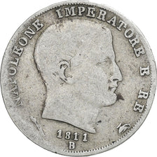 États italiens, KINGDOM OF NAPOLEON, Napoléon I, Lira, 1811, Bologne, Argent