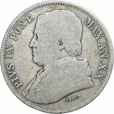 ITALIAN STATES, PAPAL STATES, Pius IX, 20 Baiocchi, 1865, Rome, Silver