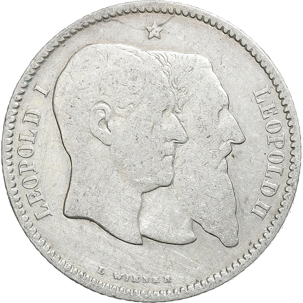 BELGIUM, Franc, 1880, KM #38, VF(20-25), Silver, 4.81