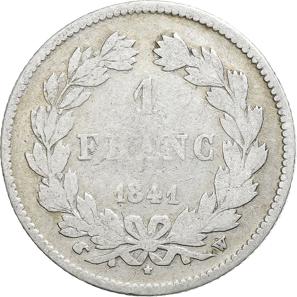 FRANCE, Louis-Philippe, 1 Franc, 1841, Lille, VF(20-25), Silver, Gadoury #453,..