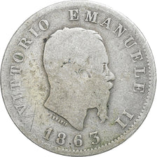 Italy, Vittorio Emanuele II, Lira, 1863, Milan, Silver, F(12-15), KM:15.1