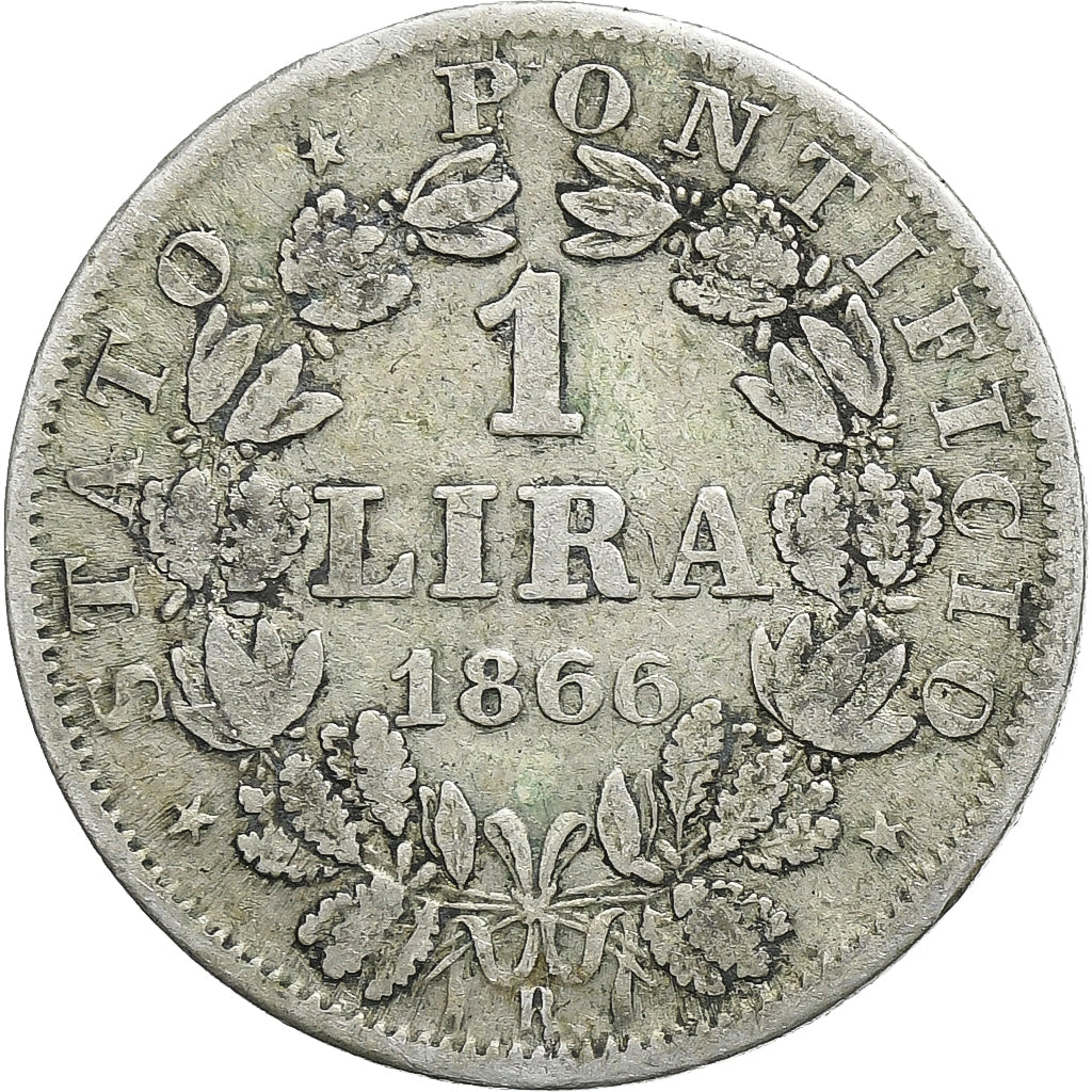 Monnaie, États italiens, PAPAL STATES, Pius IX, Lira, 1866-XXI, Roma, TB+
