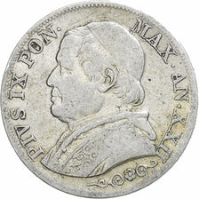 ITALIAN STATES, PAPAL STATES, Pius IX, Lira, 1868, Rome, Silver, VF(30-35)