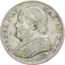 ITALIAN STATES, PAPAL STATES, Pius IX, Lira, 1868, Rome, Silver, VF(30-35)