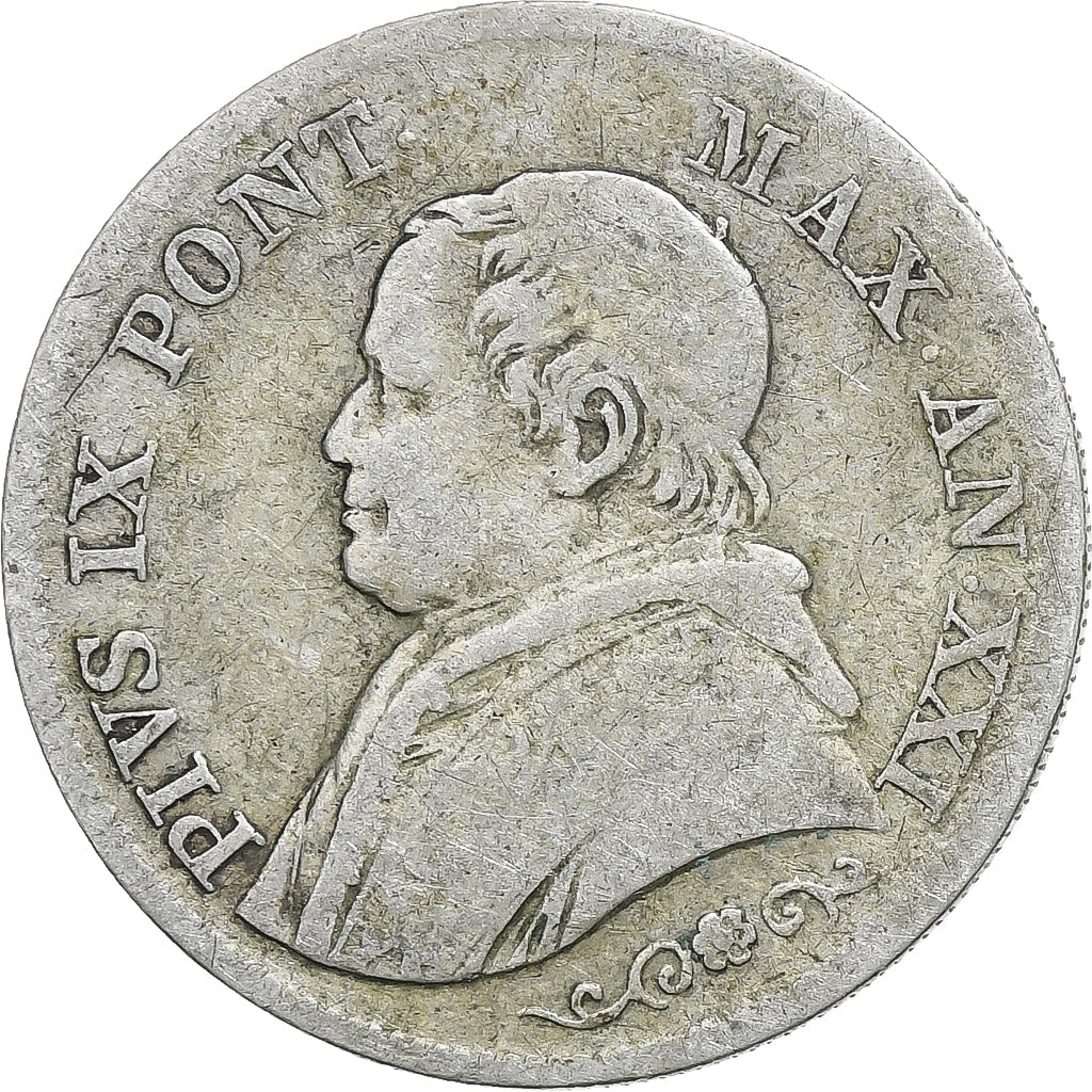 Moeda, ESTADOS ITALIANOS, PAPAL STATES, Pius IX, Lira, 1866-XXI, Roma