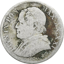 Italiaanse staten, PAPAL STATES, Pius IX, Lira, 1866, Rome, Zilver, FR, KM:1378