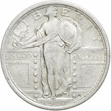 United States, Quarter, 1917, Philadelphia, Silver, EF(40-45), KM:145