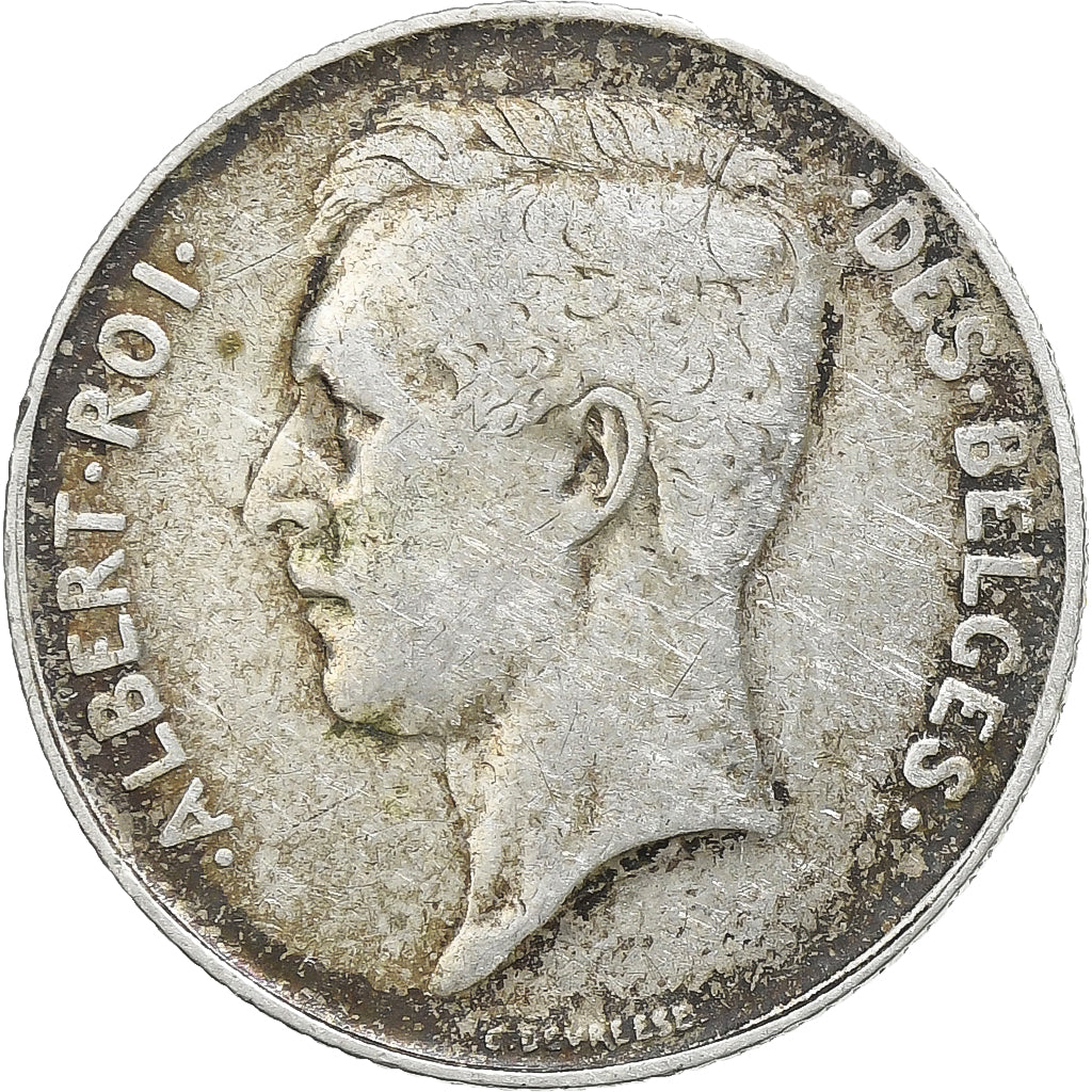 Belgio, Albert I, Franc, 1912, Brussels, Argento, BB+, KM:72