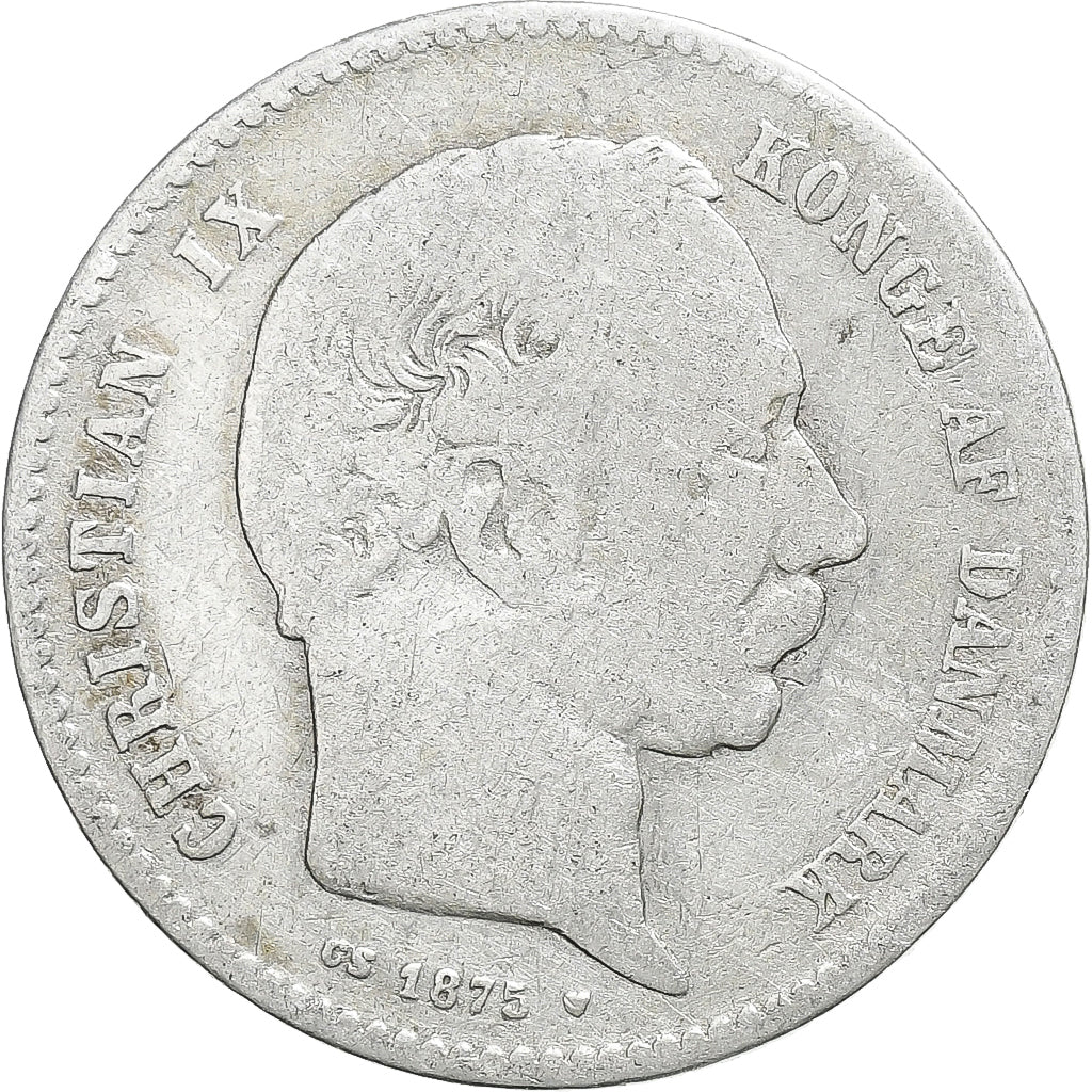 Moneda, Dinamarca, Christian IX, Krone, 1875, Copenhagen, BC, Plata, KM:797.1