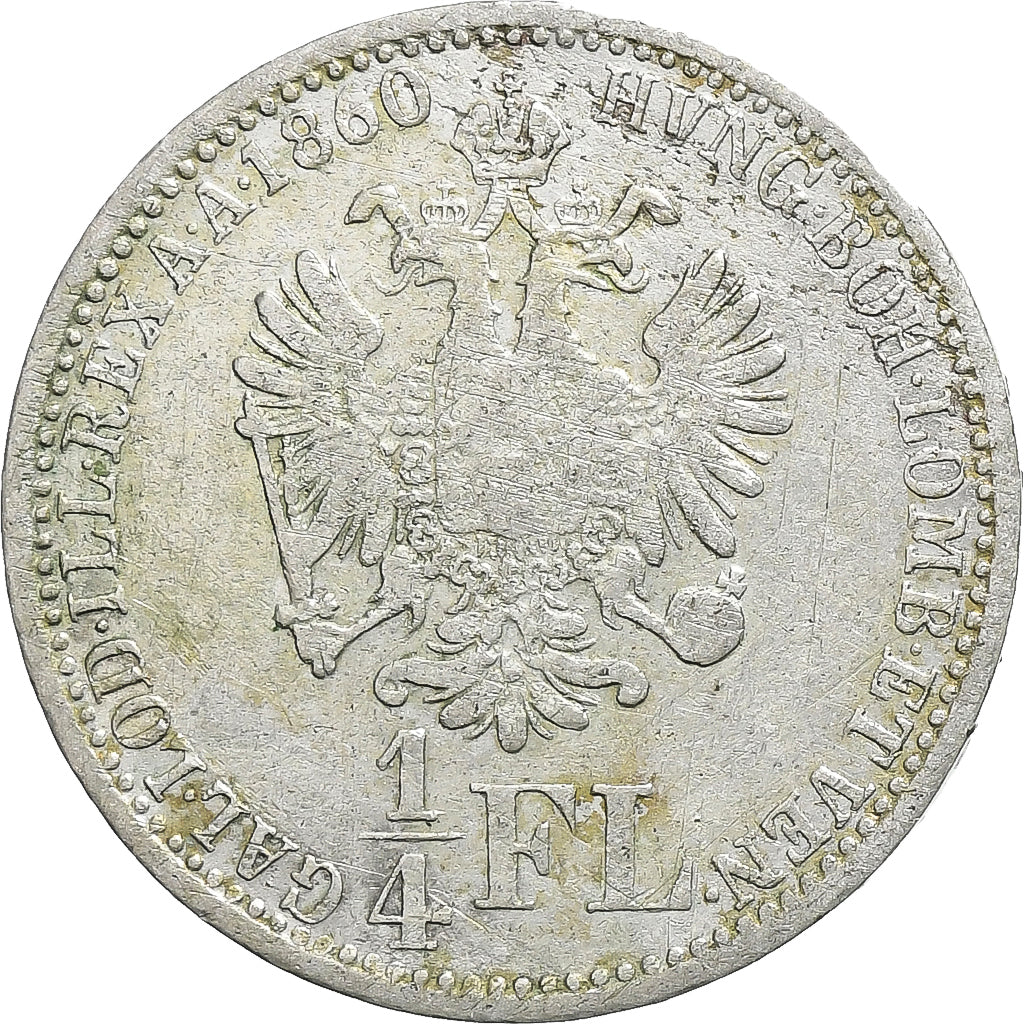 Autriche, Franz Joseph I, 1/4 Florin, 1860, Karlsburg, Argent, TTB, KM:2214