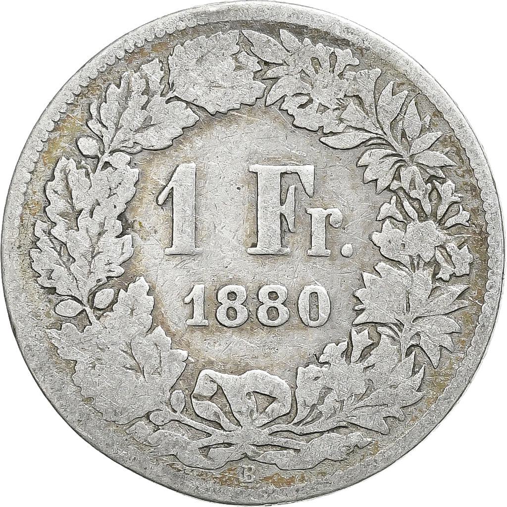 Schweiz, Franc, 1880, Bern, VF(30-35), Silver, KM:24